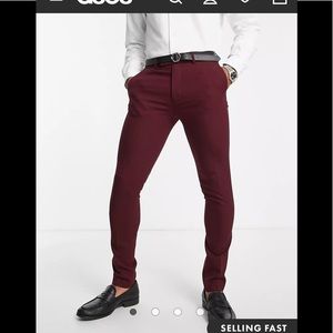 NWT ASOS DESIGN skinny suit trousers in burgundy